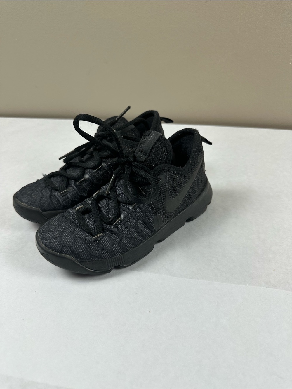 Nike KD Kids Black Knit Lace-Up Sneakers